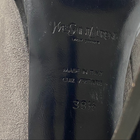 Yves Saint Laurent Platform Grey Suede Knee Boots - Picture 8 of 16